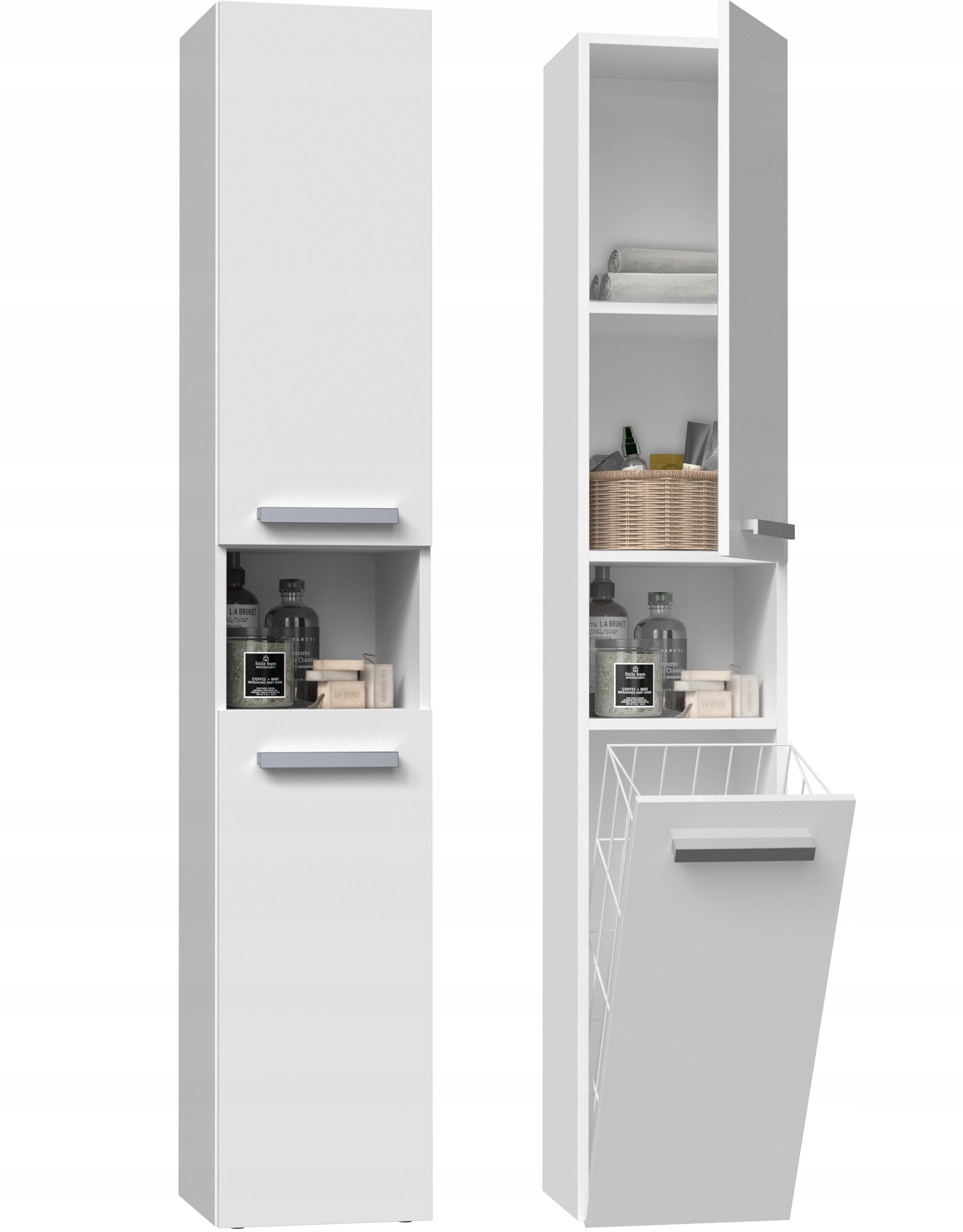 BATHROOM CABINET BOOKCASE POST NEL III WHITE BASKET