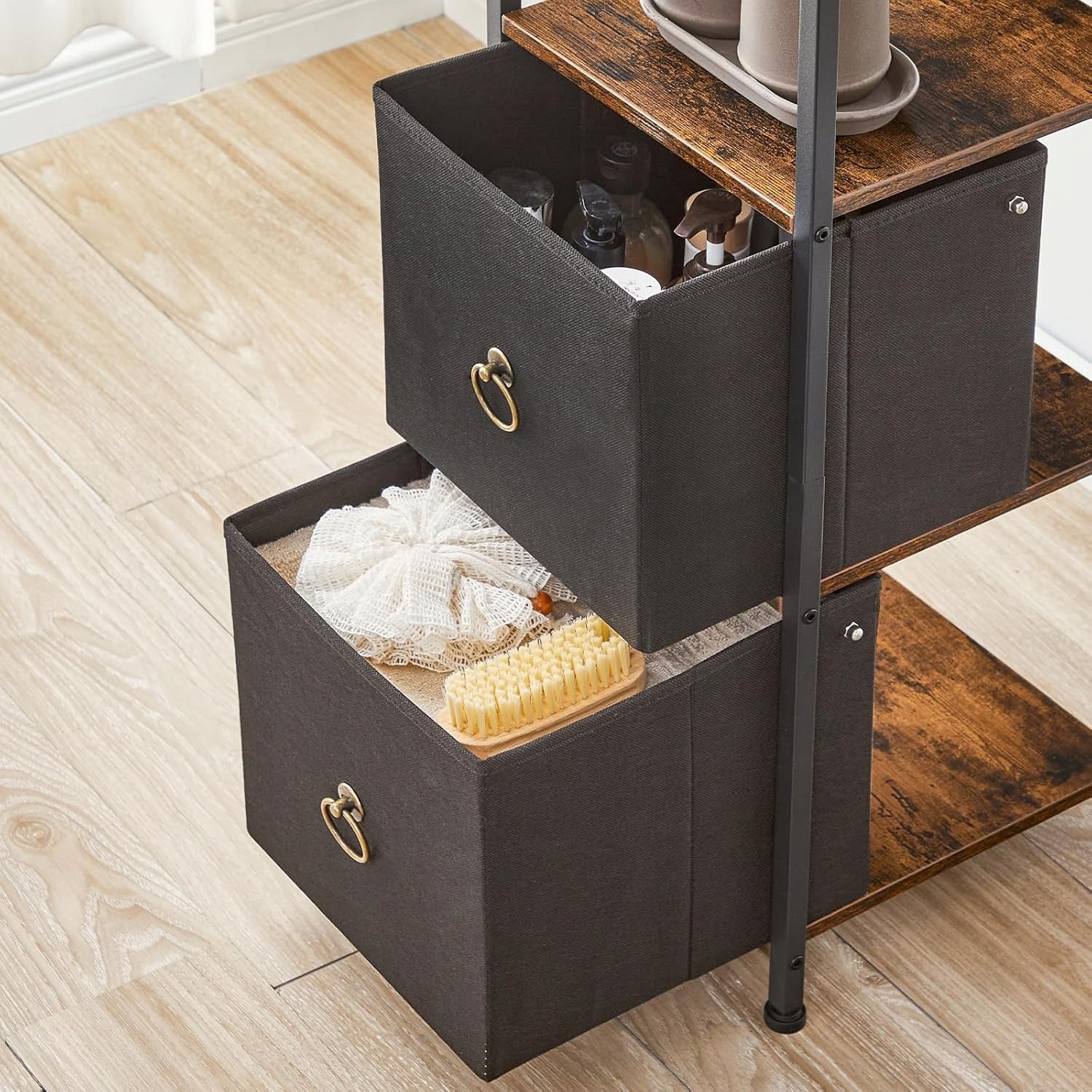 BATHROOM CABINET BOOKCASE SHELF STANDING CHEST OF DRAWERS BLACK 30X30X86CM Manufacturer code REGAŁ KOMODA Z SZUFLADAMI CZARNA 30X30X86CM