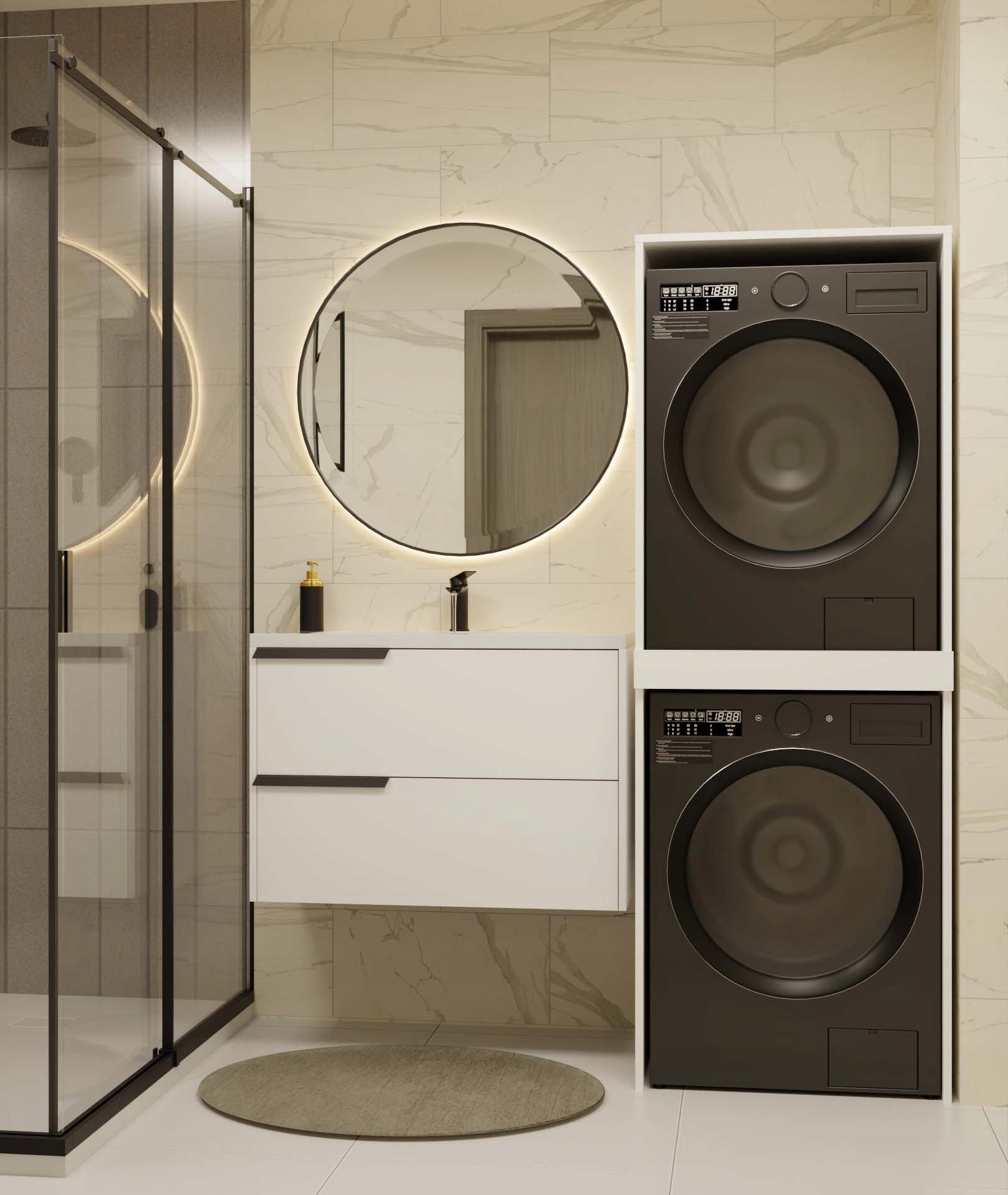 BATHROOM CABINET FOR WASHING MACHINE AND DRYER POST BOOKCASE FIELD TWIN WHITE EAN (GTIN) 5900354140764