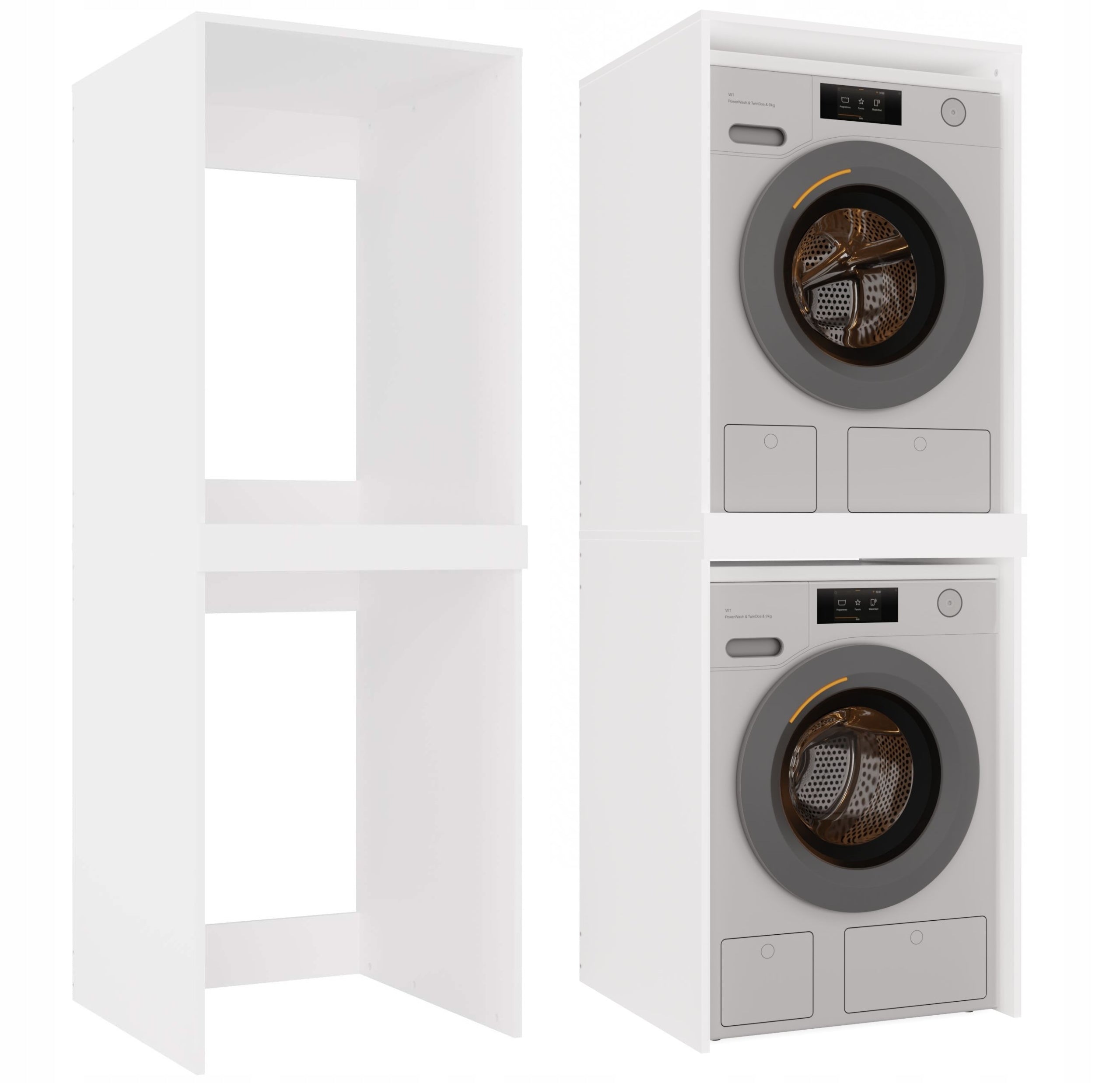 BATHROOM CABINET FOR WASHING MACHINE AND DRYER POST BOOKCASE FIELD TWIN WHITE