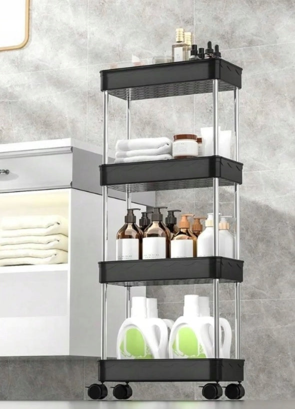 BATHROOM CABINET KITCHEN SHELF RACK ON WHEELS ORGANIZER LIQUID 4 LEVELS Brand Likado