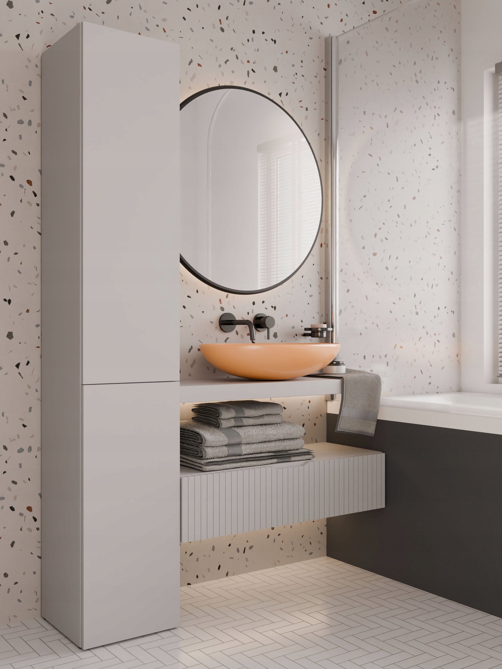 BATHROOM CABINET NEL IV CASHMERE BEIGE BOOKCASE POST WITH BASKET Brand TopEshop
