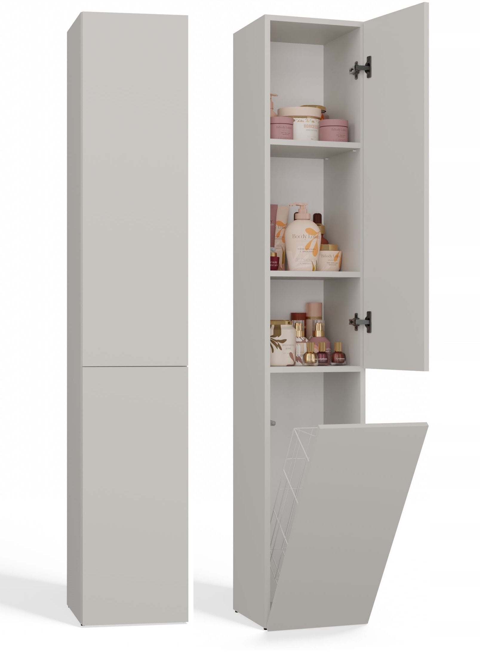 BATHROOM CABINET NEL IV CASHMERE BEIGE BOOKCASE POST WITH BASKET