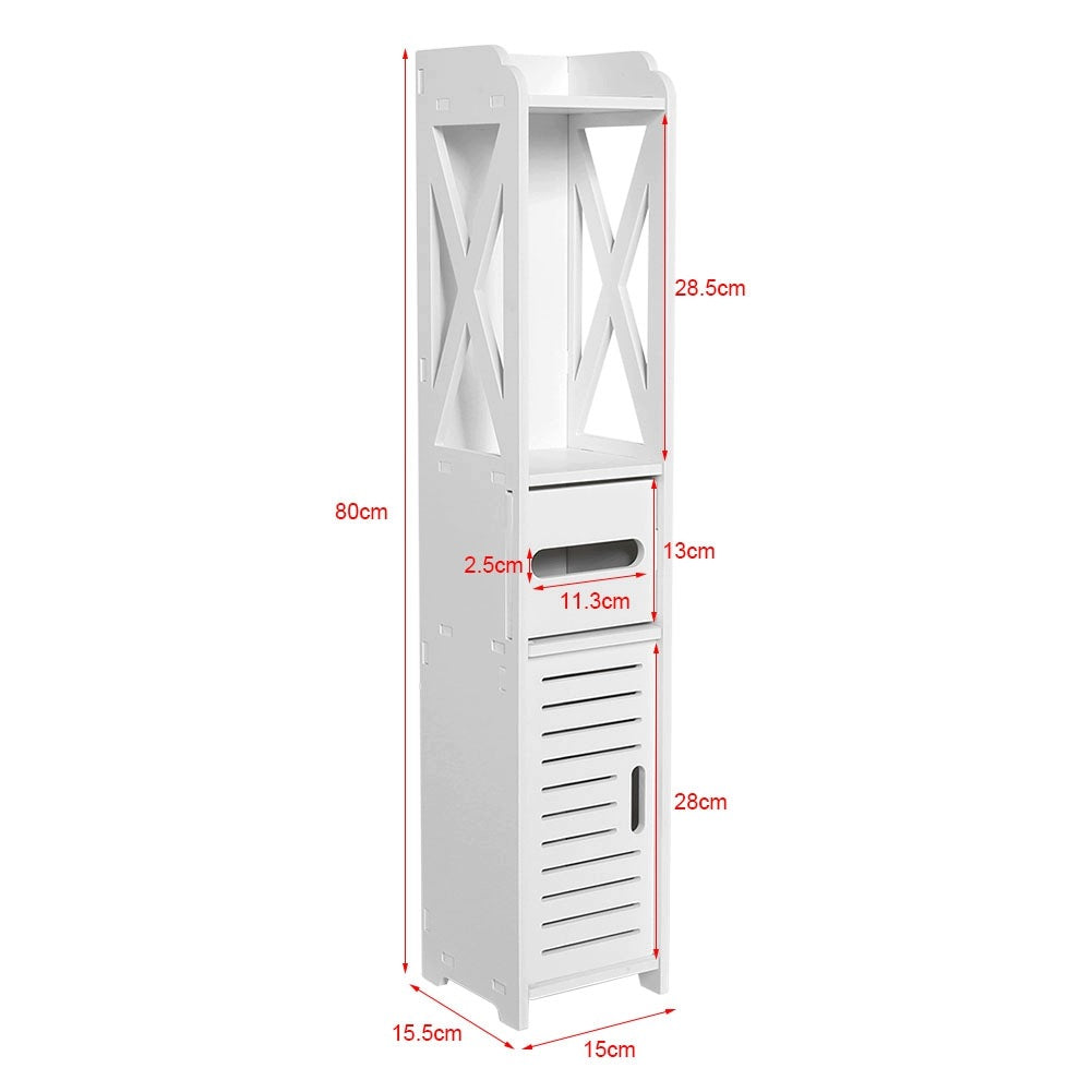 BATHROOM CABINET STANDING NARROW POST BOOKCASE 80CM WHITE FOR PAPER Furniture color white