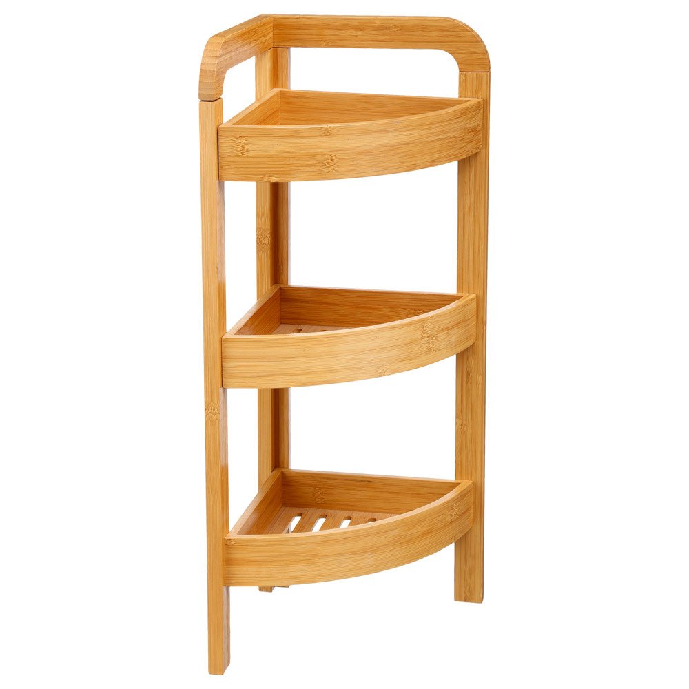 BATHROOM CORNER BOOKCASE BAMBOO 3 SHELVES 23x61