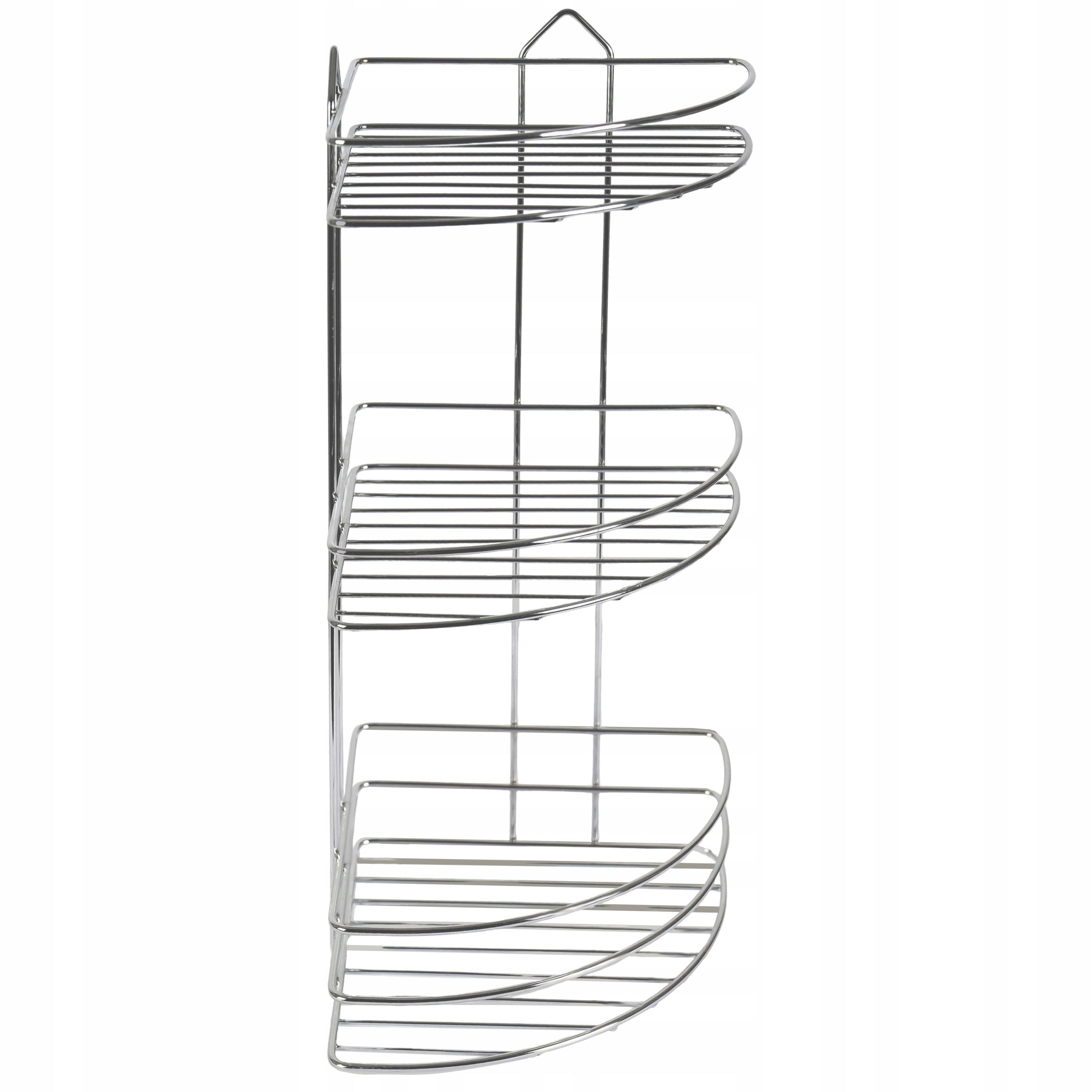 BATHROOM CORNER SHELF THREE LEVELS WALL MOUNTED METAL SILVER SOLID Brand Sepio