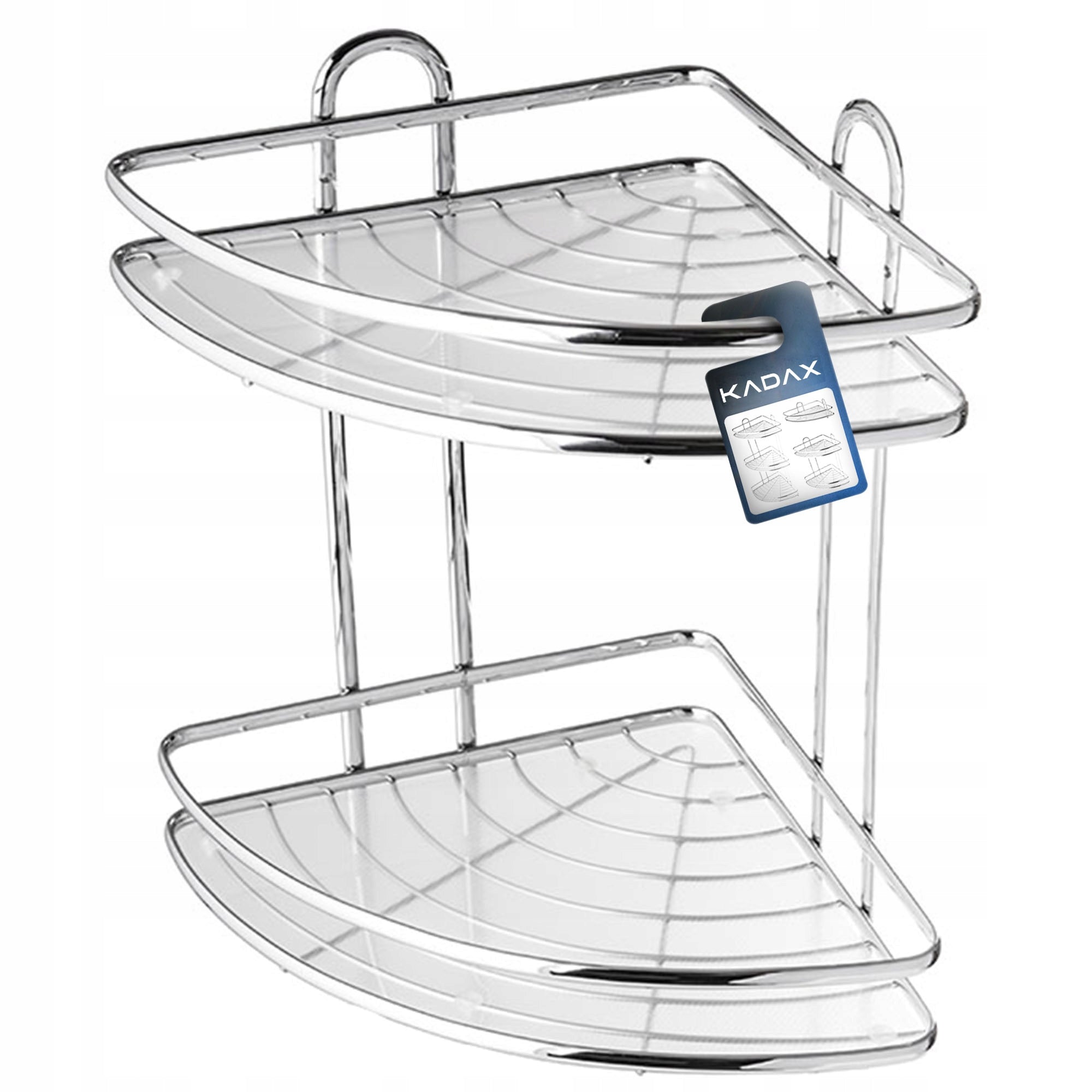 BATHROOM CORNER SHOWER SHELF HANGING 2 WALL SHELVES SOLID CHROME