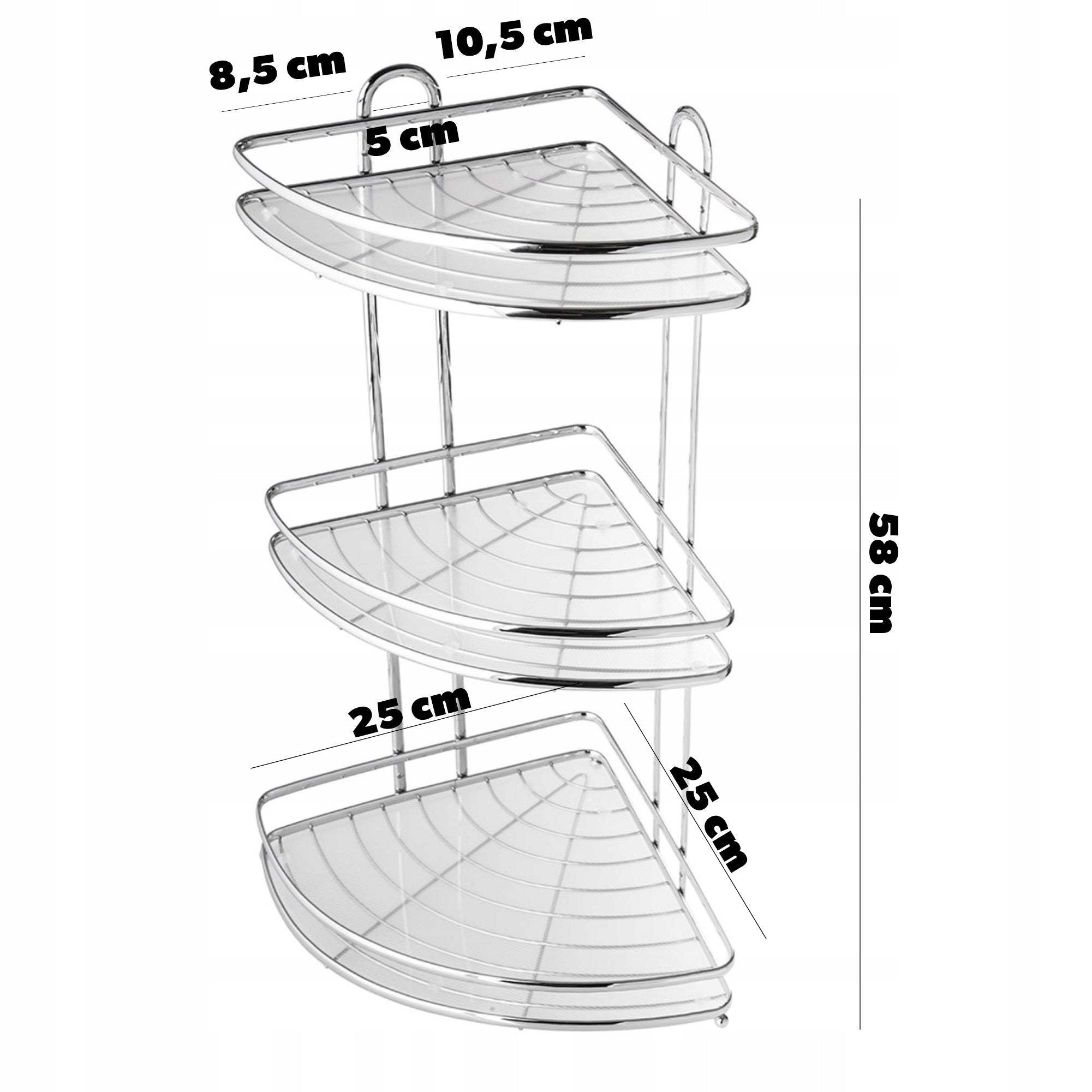 BATHROOM CORNER SHOWER SHELF HANGING 3 WALL SHELVES CHROME Manufacturer code K10