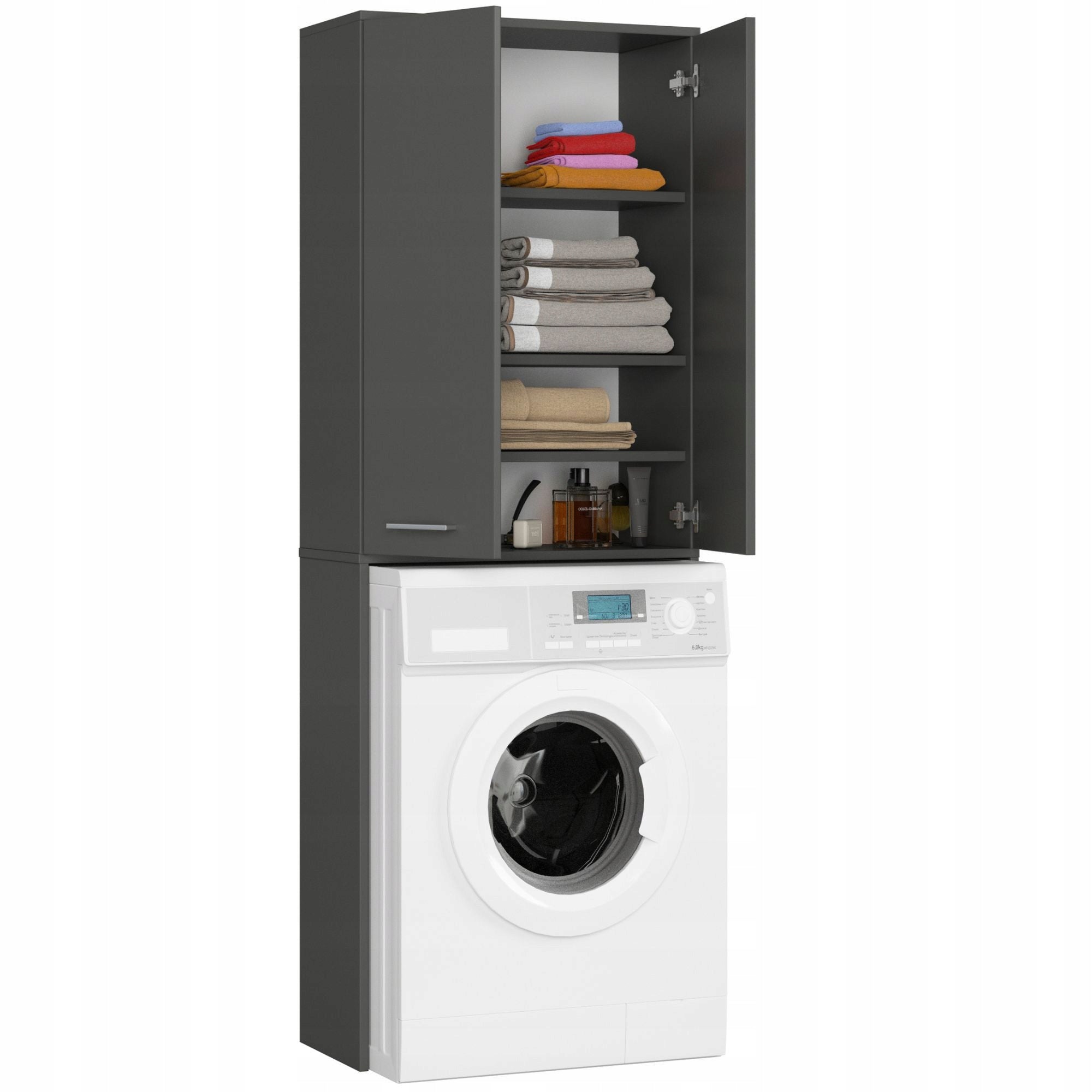 BATHROOM FIN 180 POST WASHING MACHINE FULL 2D - GREY Furniture color graphite