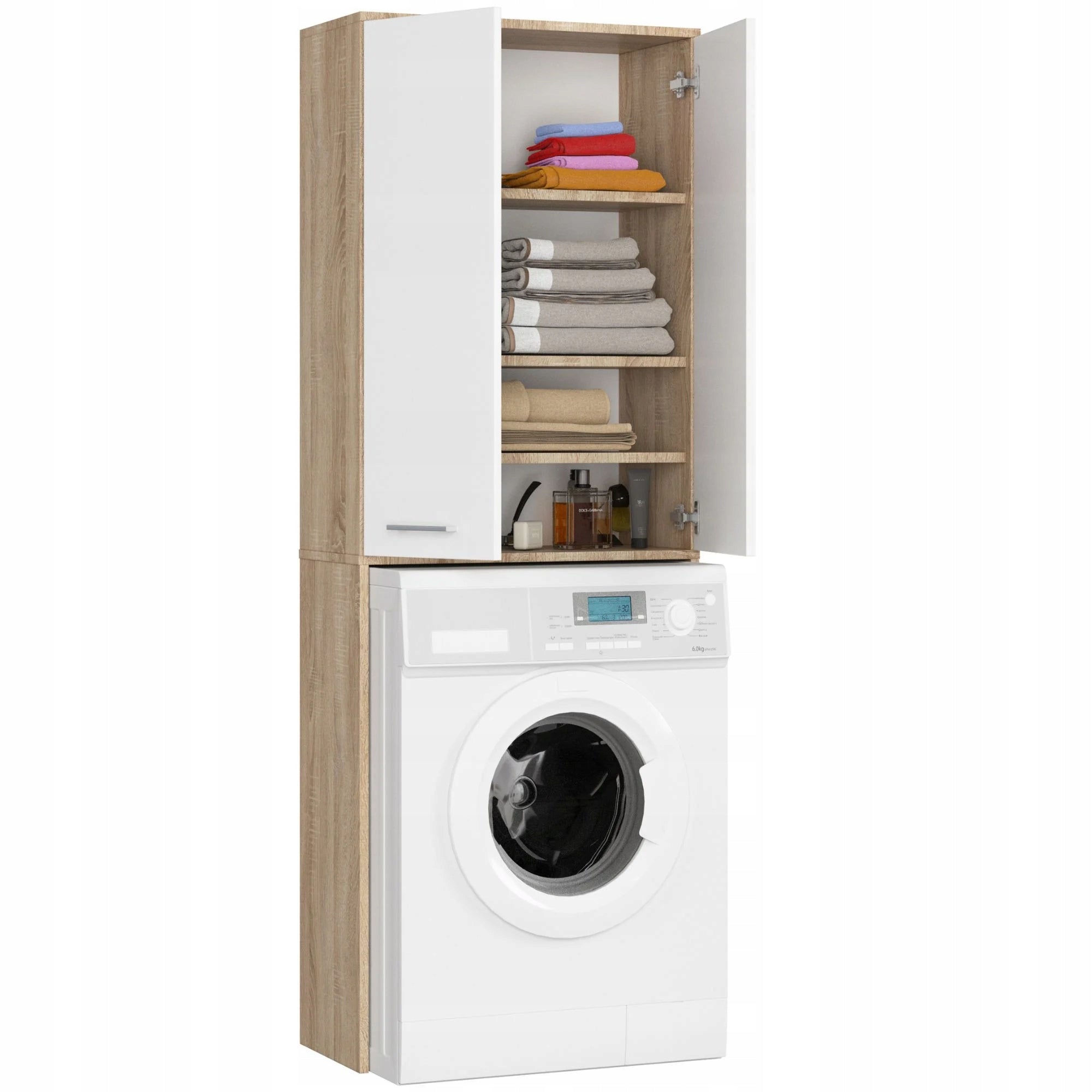 BATHROOM FIN 180 POST WASHING MACHINE FULL 2D - SONOMA OAK / WHITE Manufacturer code OP0LLAZSONBIAPRA2D
