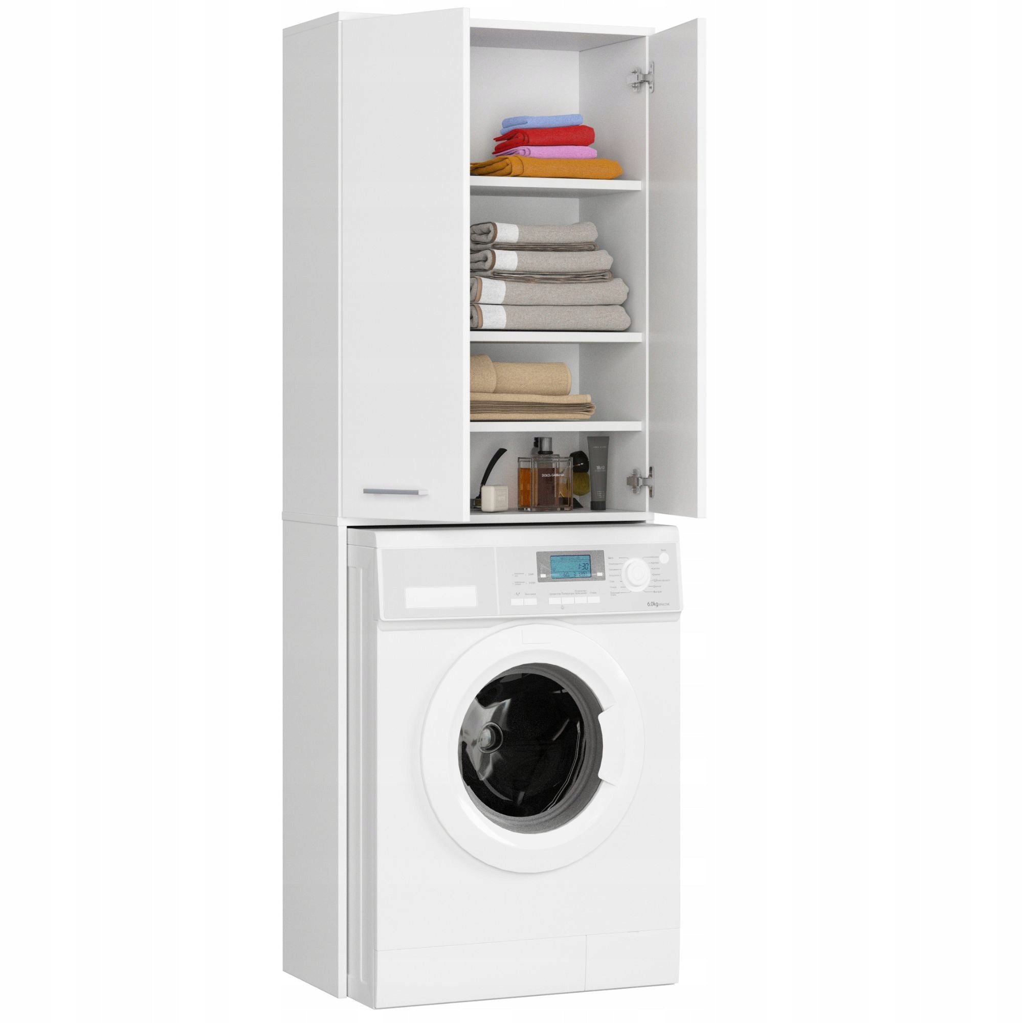 BATHROOM FIN 180 POST WASHING MACHINE FULL 2D - WHITE Furniture color white