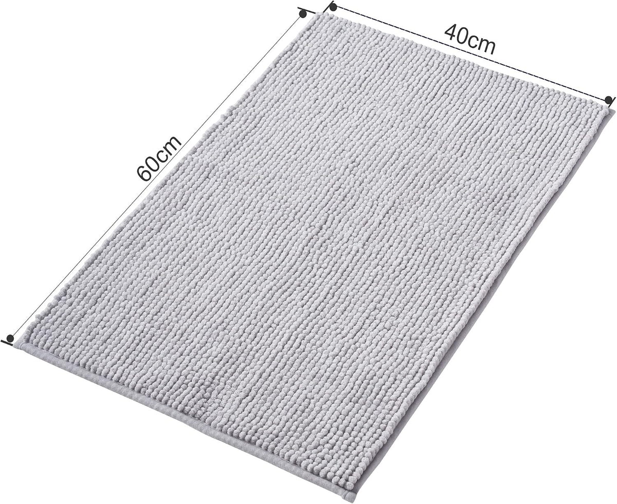 BATHROOM MAT 40X60CM ABSORBENT NON-SLIP GREY FLUFFY PRACTICAL Product width 40 cm