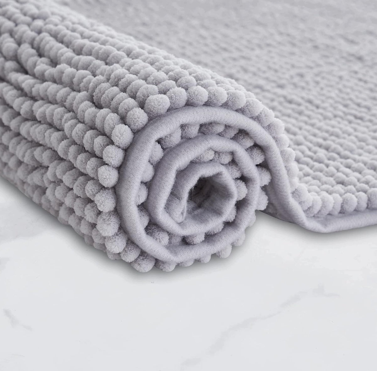 BATHROOM MAT 40X60CM ABSORBENT NON-SLIP GREY FLUFFY PRACTICAL