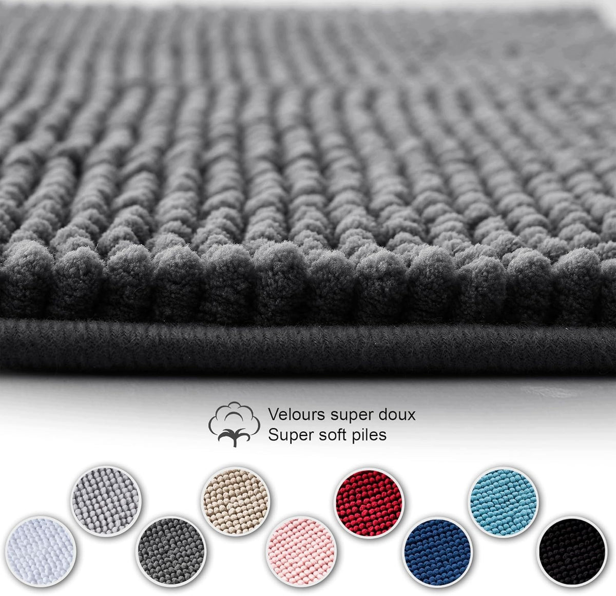 BATHROOM MAT 40X60CM NON-SLIP SOFT ABSORBENT FLUFFY BATHROOM Product width 40 cm