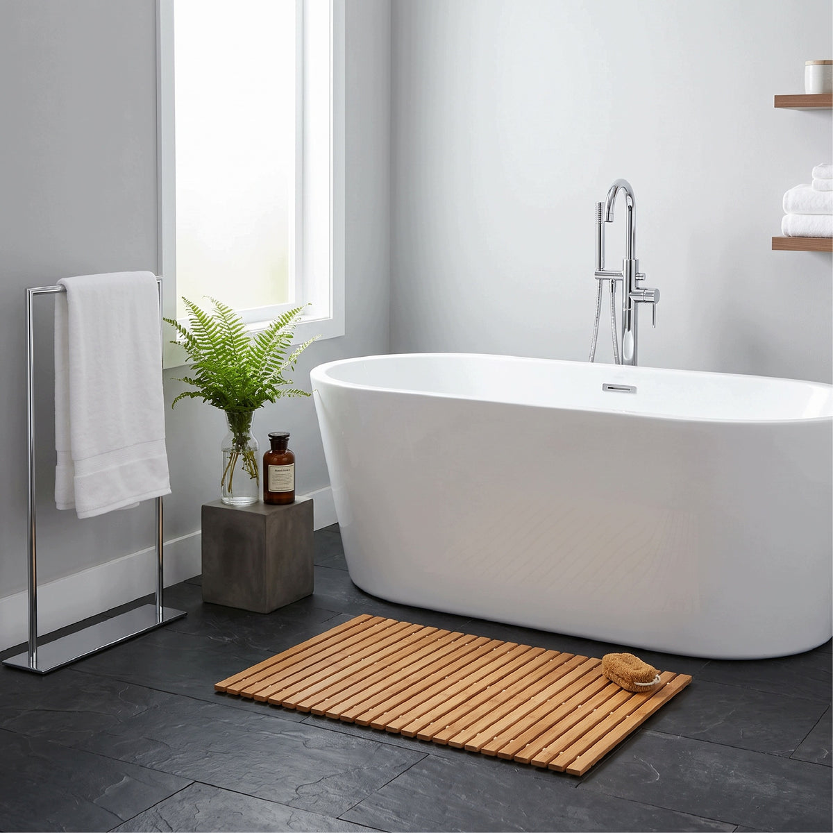 BATHROOM MAT BAMBOO RUG 50x80cm NON-SLIP WOODEN Packaging status original