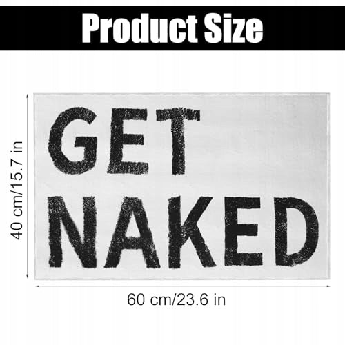 BATHROOM MAT GET NAKED BLACK AND WHITE PLUSH NON-SLIP 40X60 CM Product width 40 cm