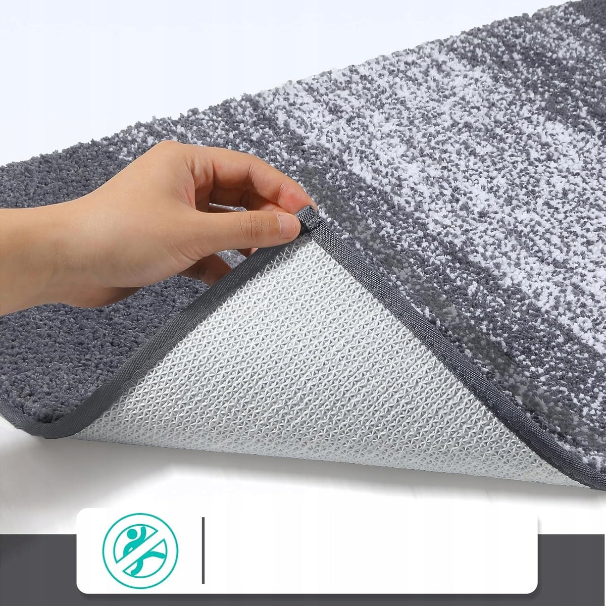 BATHROOM MAT LARGE 80X120CM NON-SLIP ABSORBENT SOFT RUG GREY Product width 80 cm