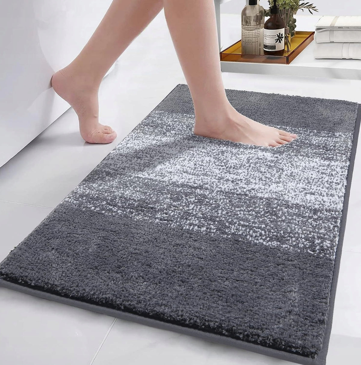 BATHROOM MAT LARGE 80X120CM NON-SLIP ABSORBENT SOFT RUG GREY