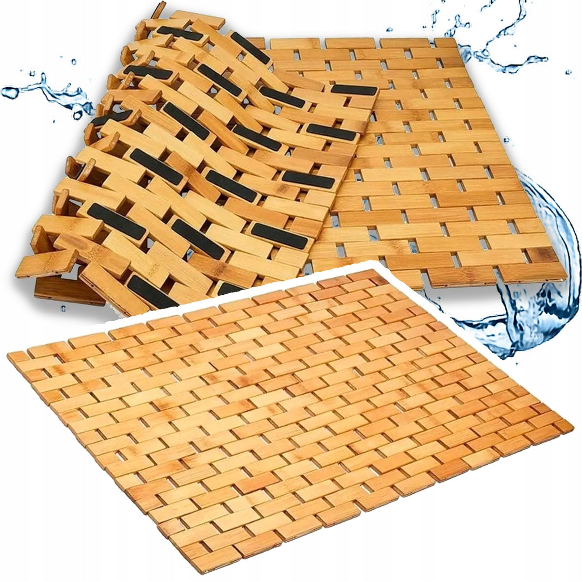 BATHROOM MAT NON-SLIP BAMBOO BATHROOM RUG