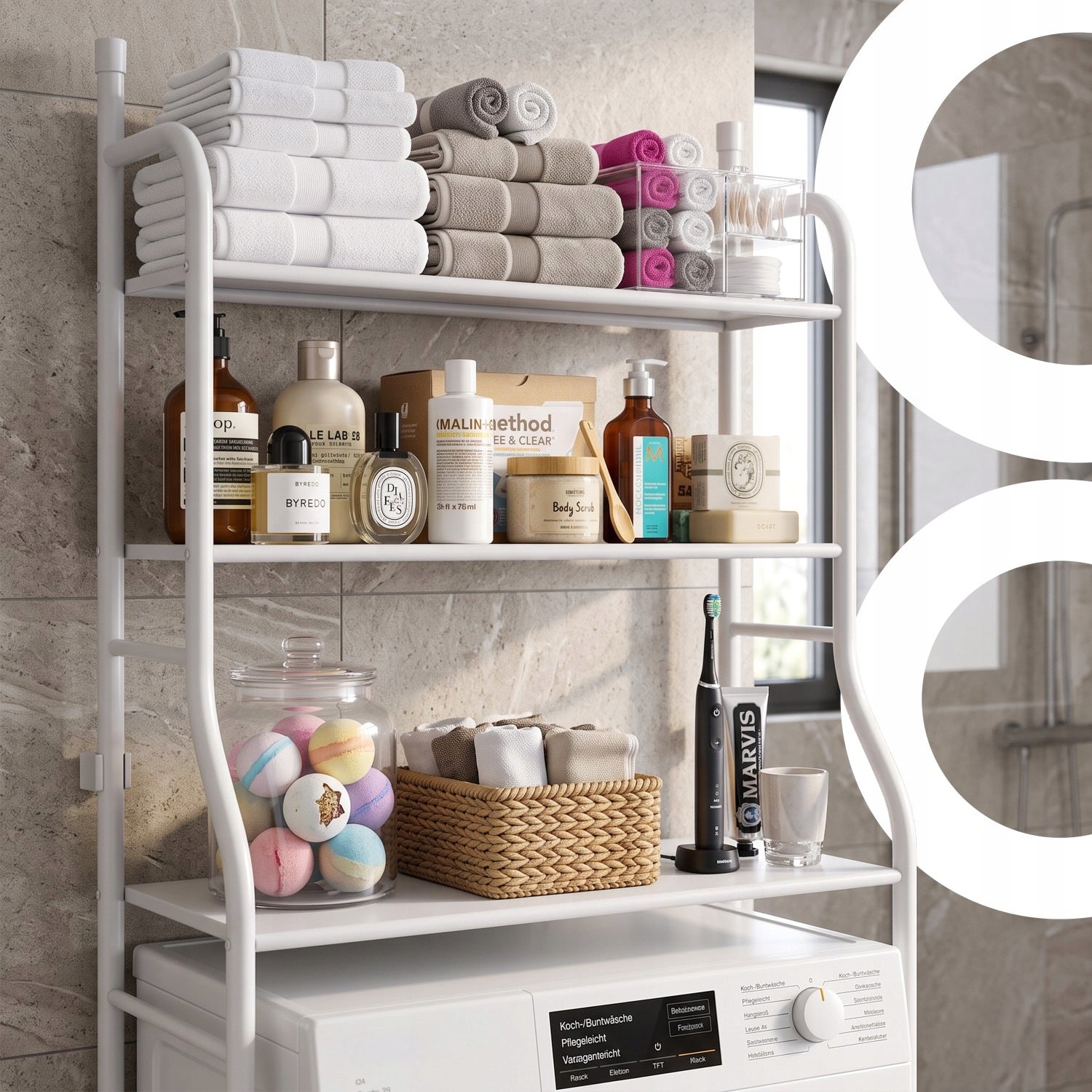 BATHROOM RACK CABINET 3 SHELVES SHELF RACK OVER TOILET SEAT WARDROBE XXL Manufacturer code Regał nad WC O1010