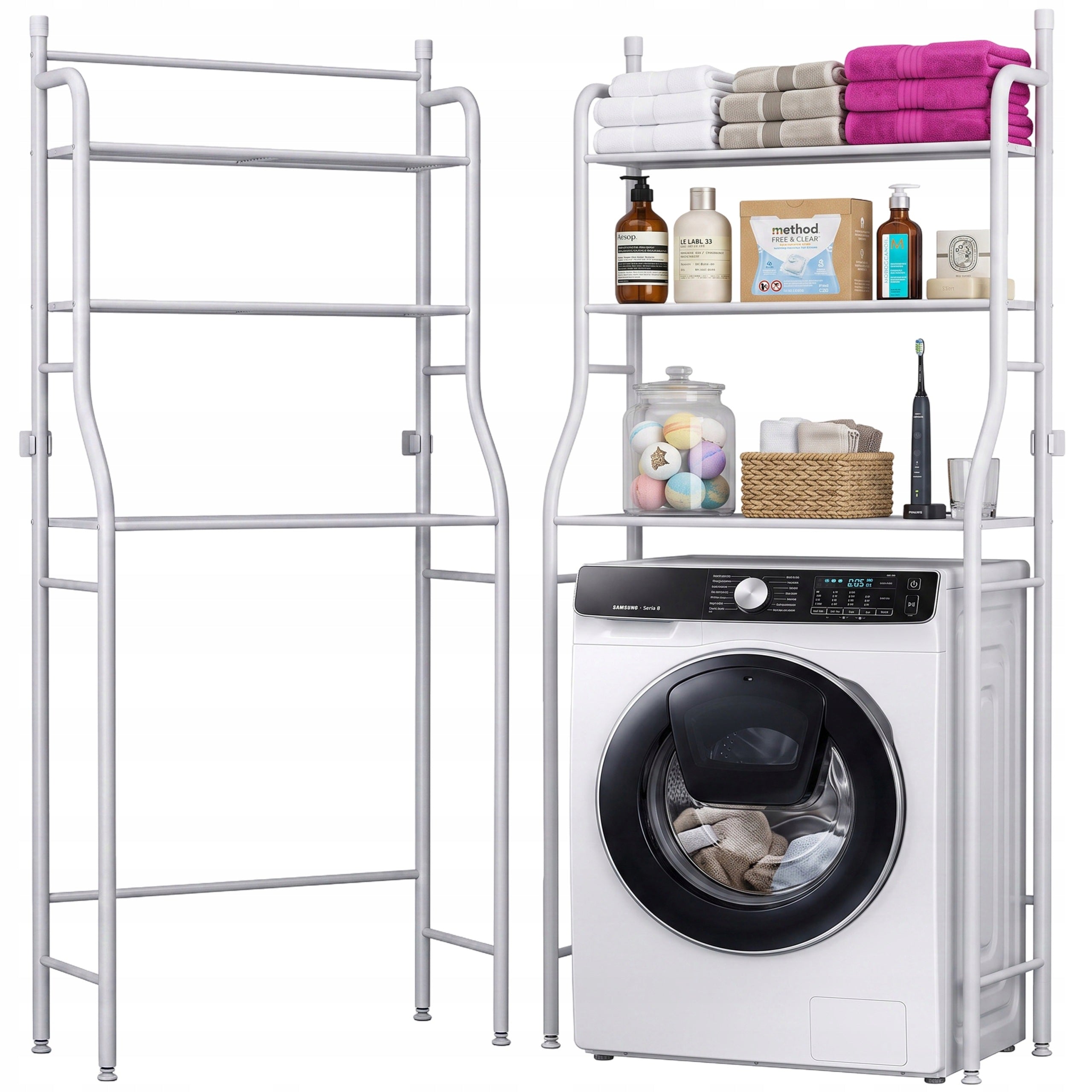BATHROOM RACK CABINET 3 SHELVES SHELF RACK OVER TOILET SEAT WARDROBE XXL