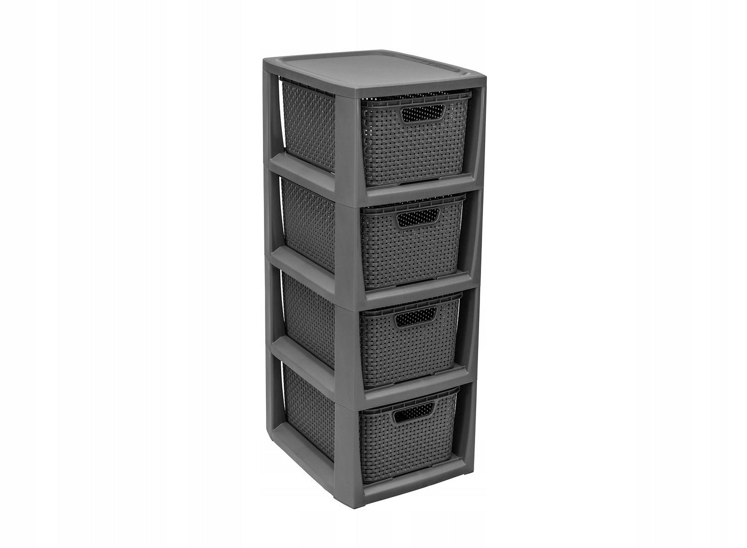 BATHROOM RACK GREY CABINET 4 SHELVES BATHROOM CHEST OF DRAWERS RATTAN LARGE 64CM Manufacturer code 1726