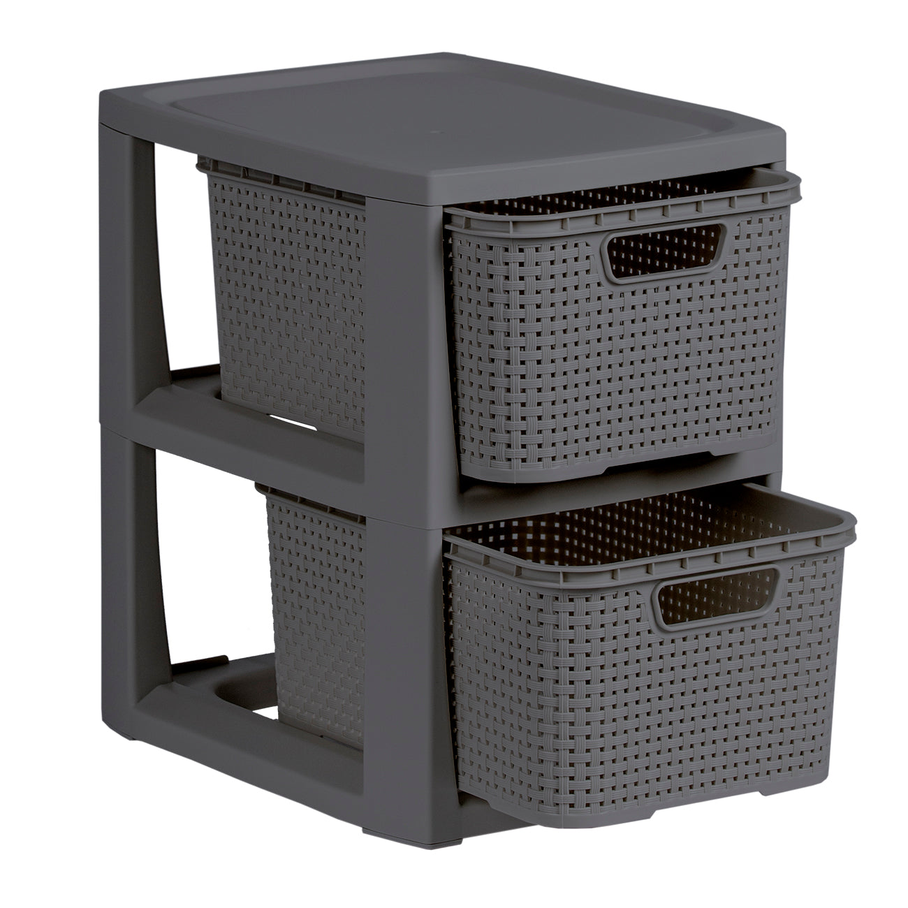 BATHROOM RACK WITH 2 BASKETS RATTAN BRANQ 1727 anthracite