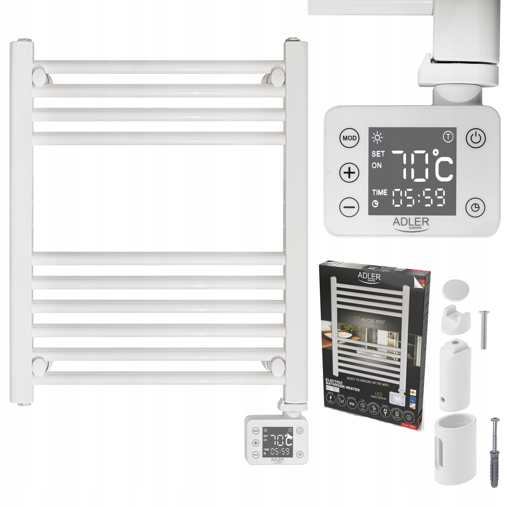 BATHROOM RADIATOR WHITE ELECTRIC LADDER RADIATOR WALL LED