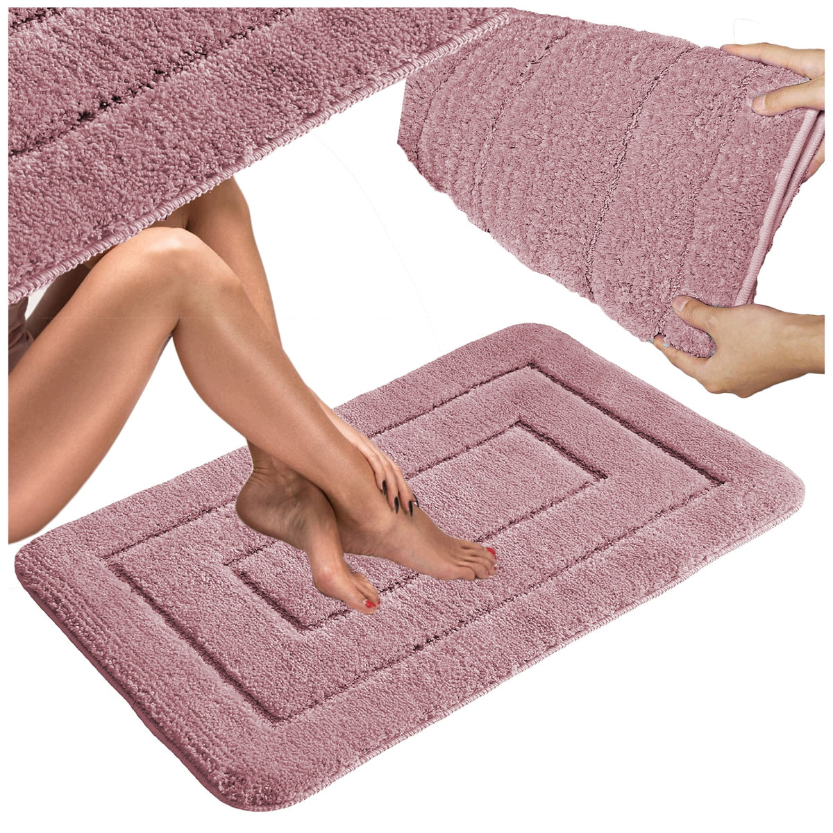 BATHROOM RUG 50 X 80 CM BATHROOM MAT NON-SLIP PINK FOOT Packaging status original