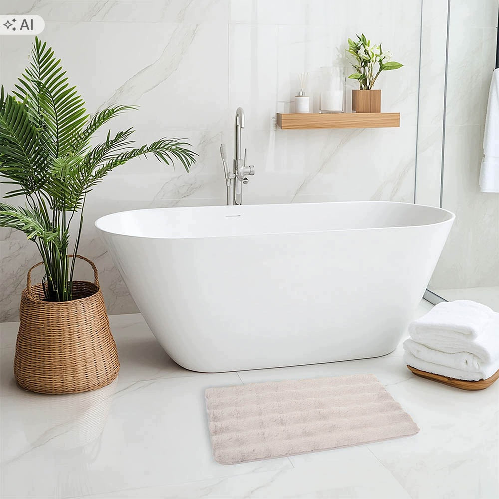 BATHROOM RUG 50x80 CM BEIGE PLUSH SOFT NON-SLIP ABSORBENT Manufacturer code ROD4551