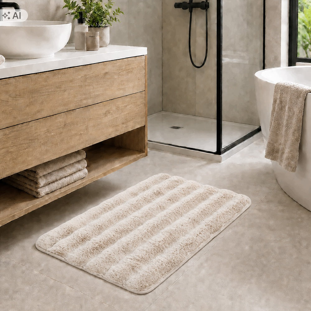 BATHROOM RUG 50x80 CM BEIGE PLUSH SOFT NON-SLIP ABSORBENT Packaging status original