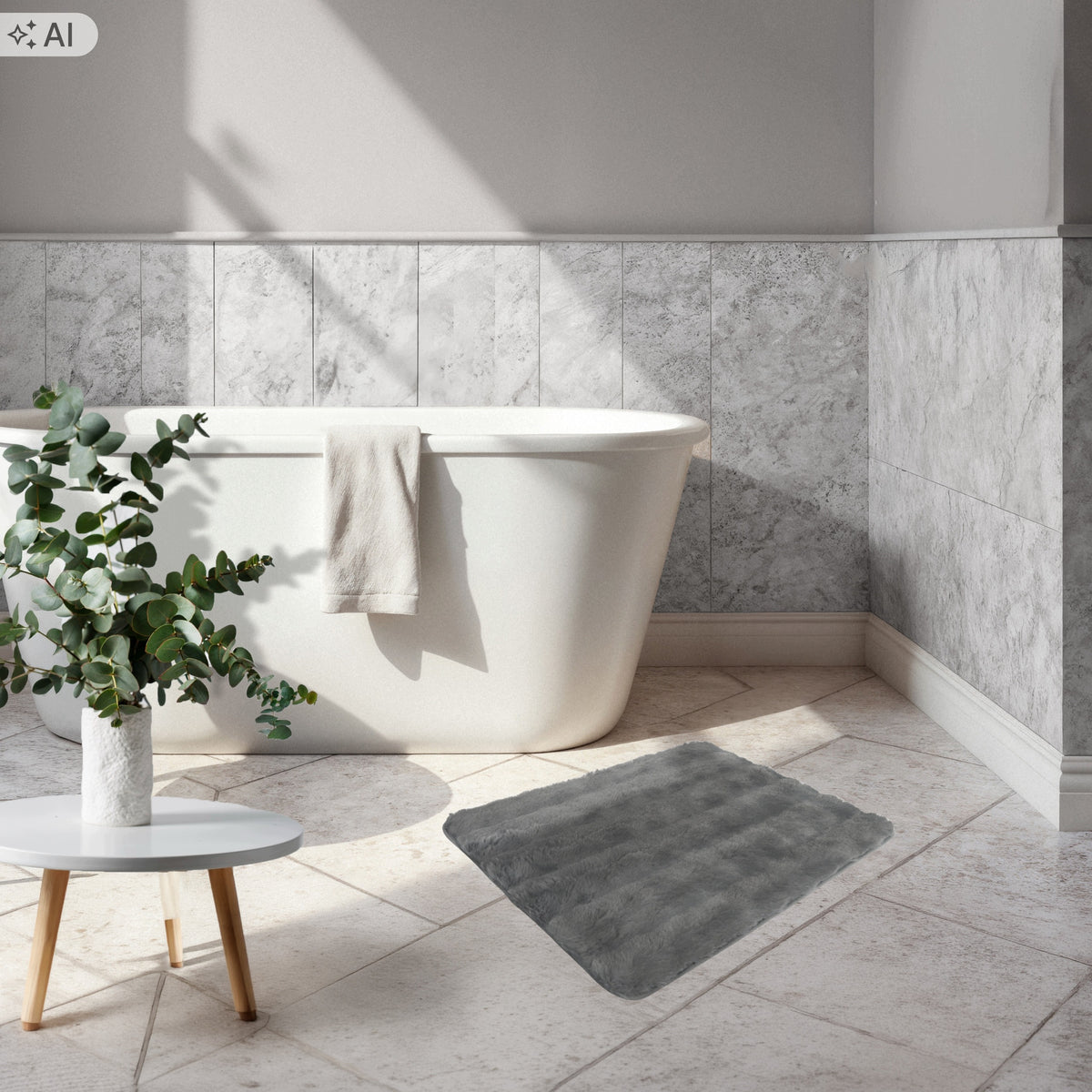 BATHROOM RUG 50x80 CM GREY PLUSH SOFT NON-SLIP ABSORBENT Manufacturer code ROD4544