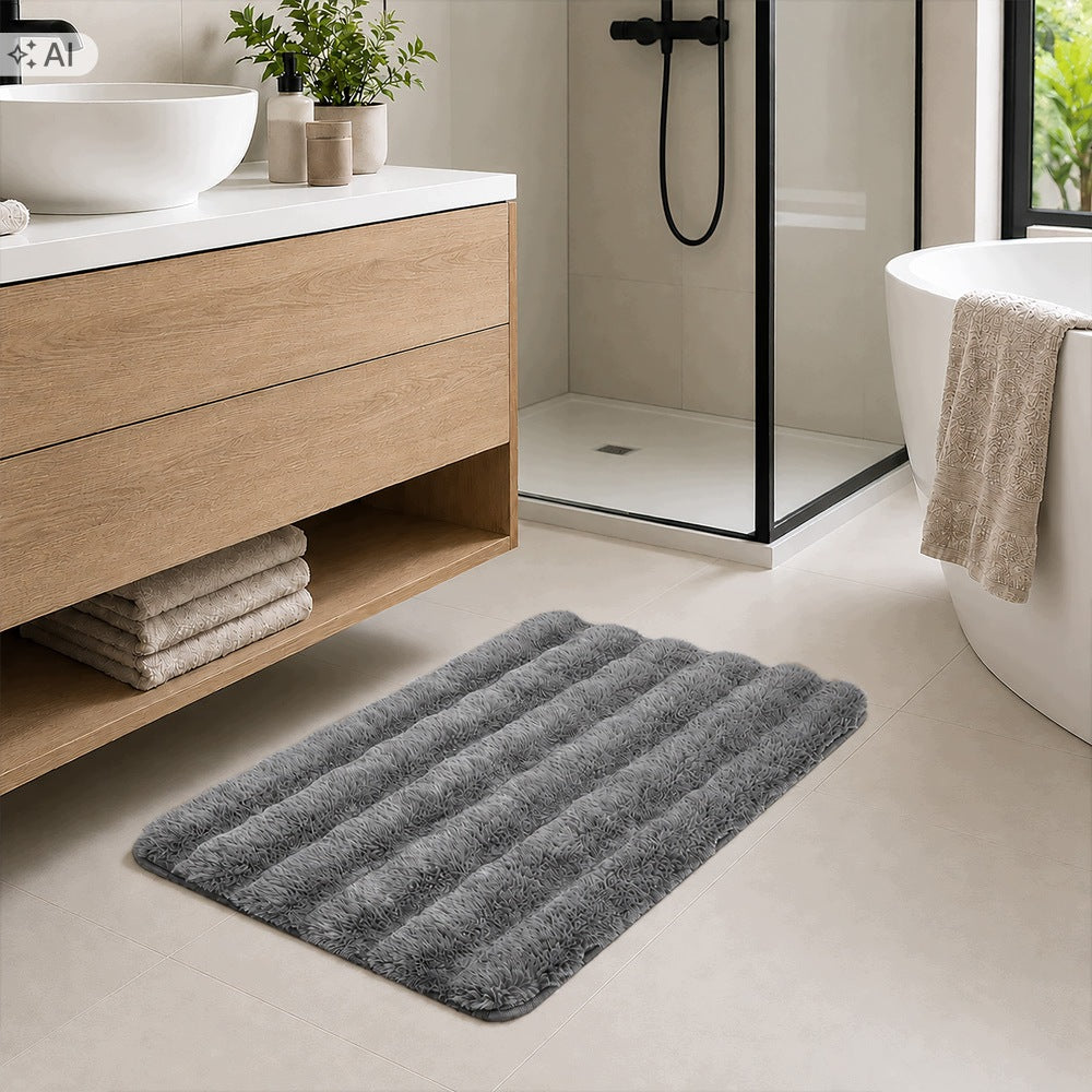 BATHROOM RUG 50x80 CM GREY PLUSH SOFT NON-SLIP ABSORBENT Packaging status original