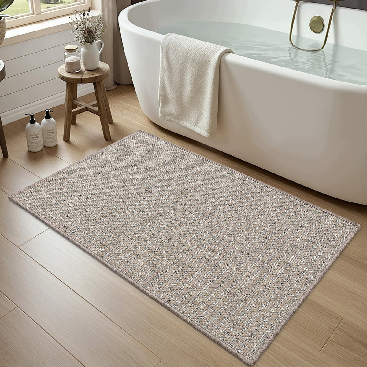 BATHROOM RUG 60X110CM ABSORBENT NON-SLIP QUICK-DRYING BEIGE