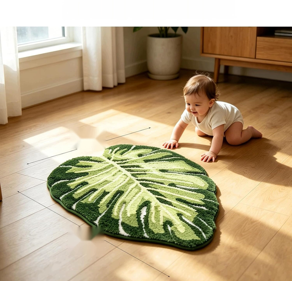 BATHROOM RUG 60X90CM COLORFUL LEAVES GREEN ANTI-SLIP MAT Brand no brand