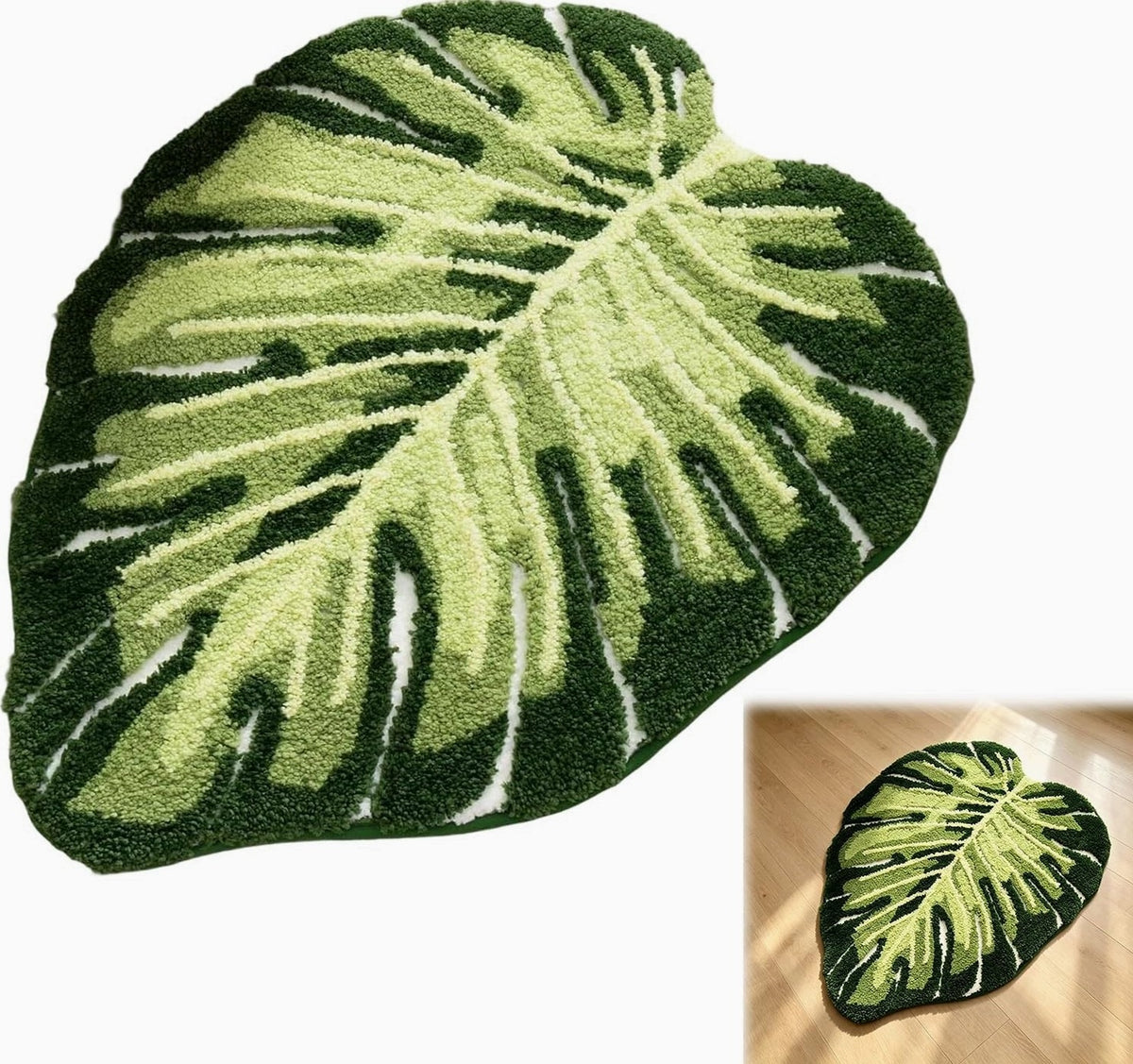 BATHROOM RUG 60X90CM COLORFUL LEAVES GREEN ANTI-SLIP MAT
