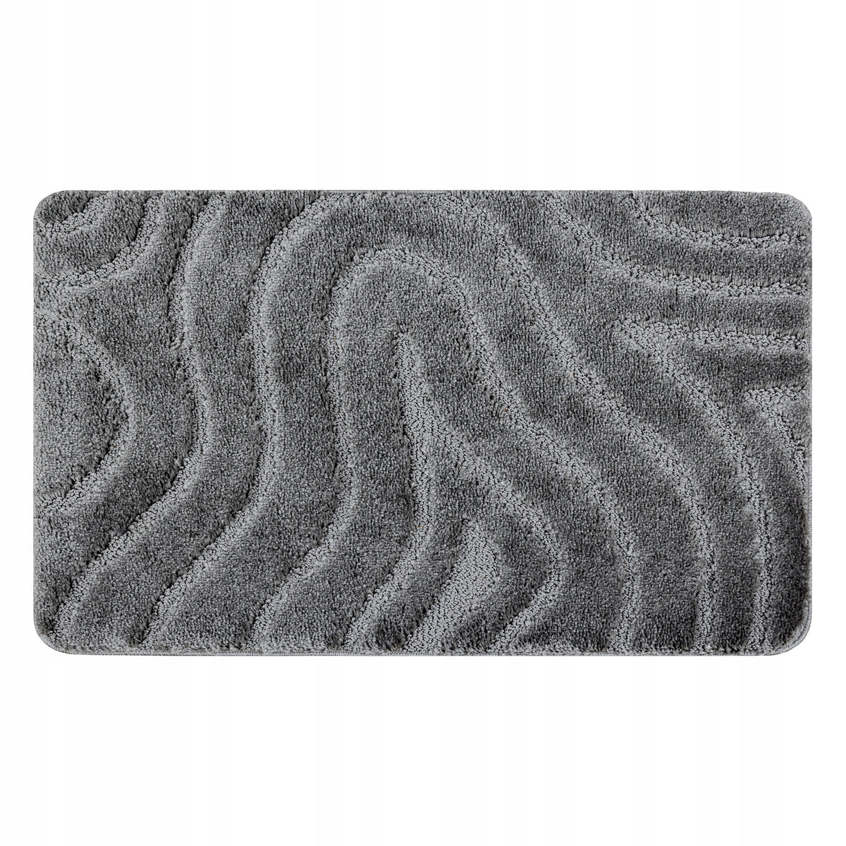 BATHROOM RUG 60x100 WAVES grey NON-SLIP SOFT #KPL262