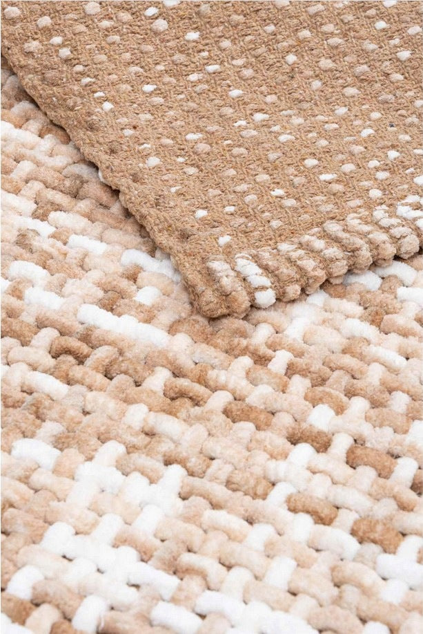 BATHROOM RUG ABSORBENT WASHABLE COTTON BRAIDED 50X80 MELANGE BEIGE Manufacturer code 507386