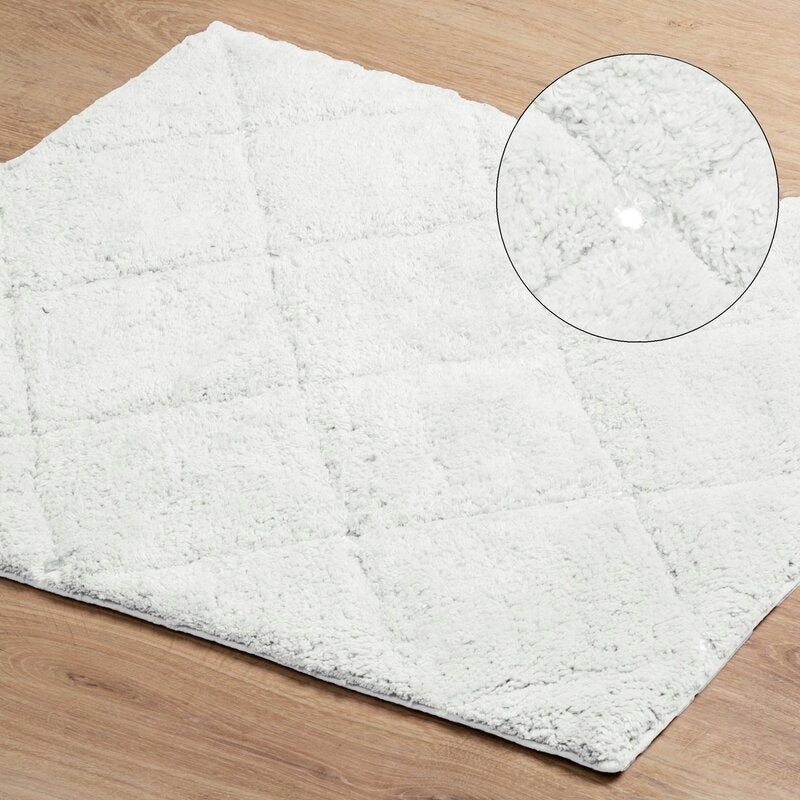 BATHROOM RUG CHIC2 GEOMETRIC PATTERN 60X90 WHITE Length 90 cm
