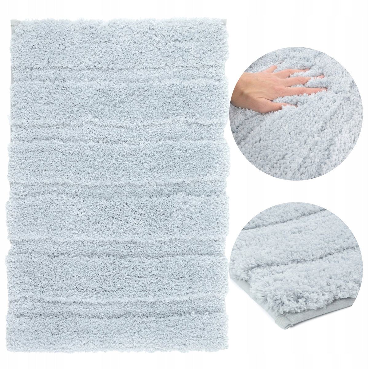 BATHROOM RUG GREY SHAGGY SUPER SOFT PLUSH NON-SLIP 40x60