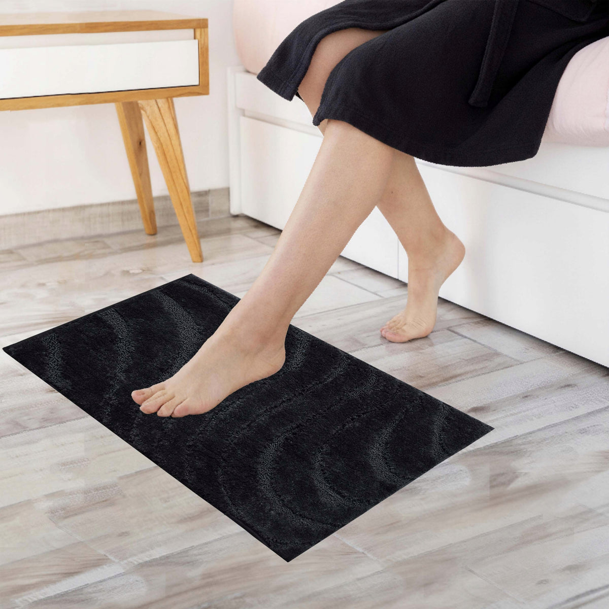 BATHROOM RUG NON-SLIP BLACK 60x40 CM MICROFIBER FOR SHOWER Packaging status original