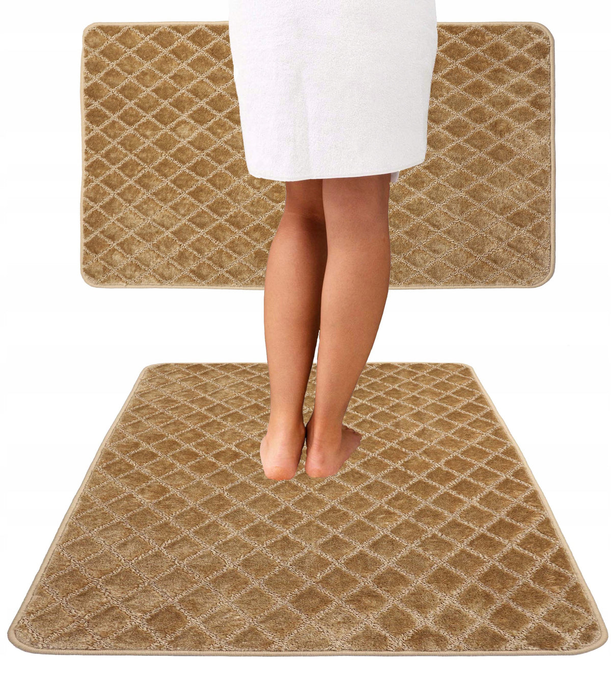 BATHROOM RUG NON-SLIP LARGE ELEGANT 3D BEIGE GOLD 100X150 cm
