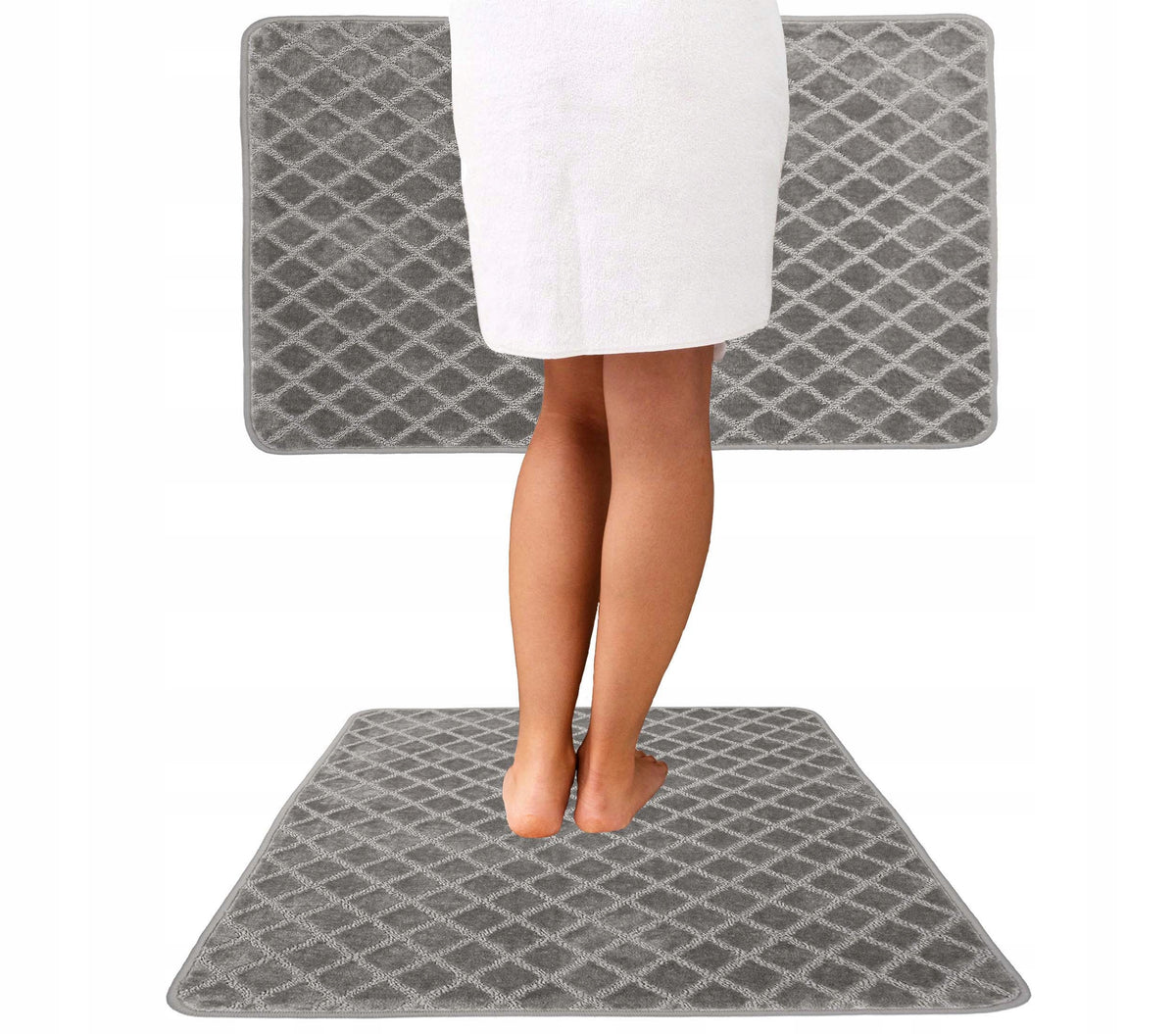 BATHROOM RUG NON-SLIP LARGE ELEGANT 3D GREY 80X120 cm