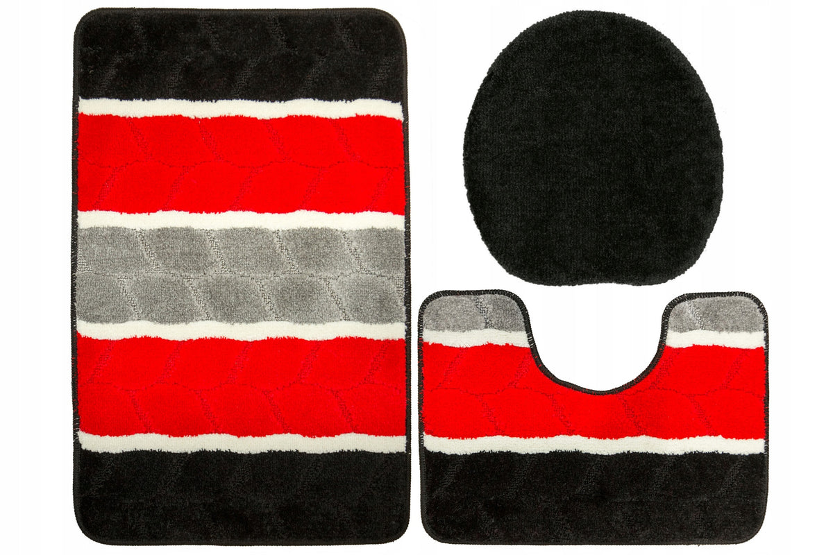 BATHROOM RUG NON-SLIP SET 3-cz RED FANO IN LEAF LINE