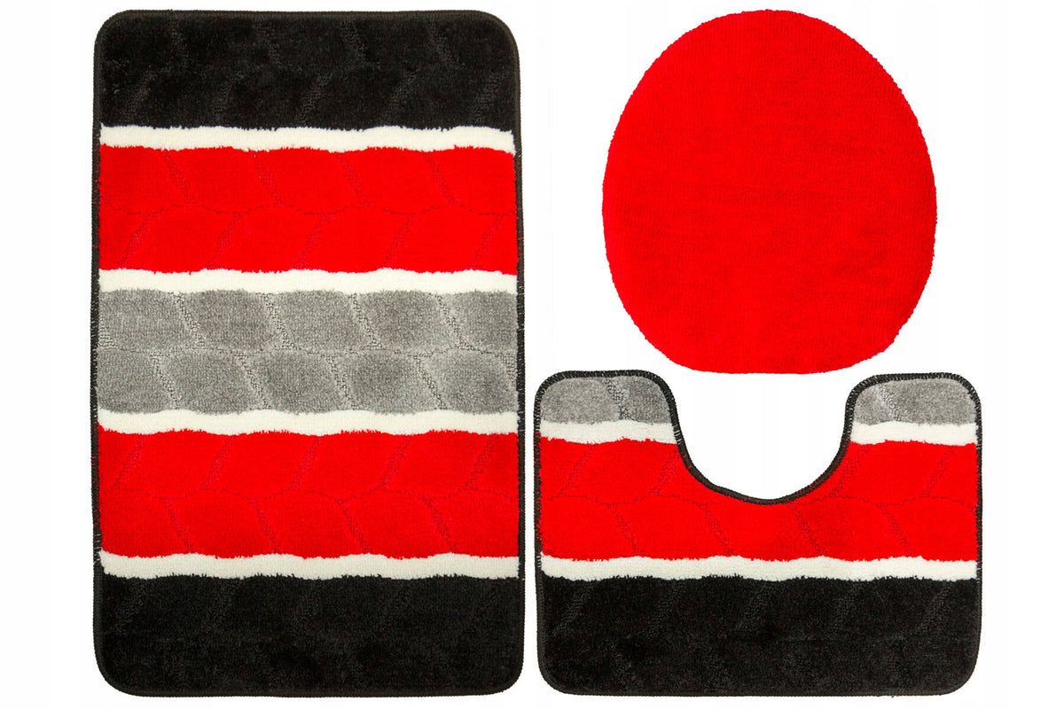 BATHROOM RUG NON-SLIP SET 3-cz SOFT MAT FOR TOILET MIX PATTERNS Brand Akcila