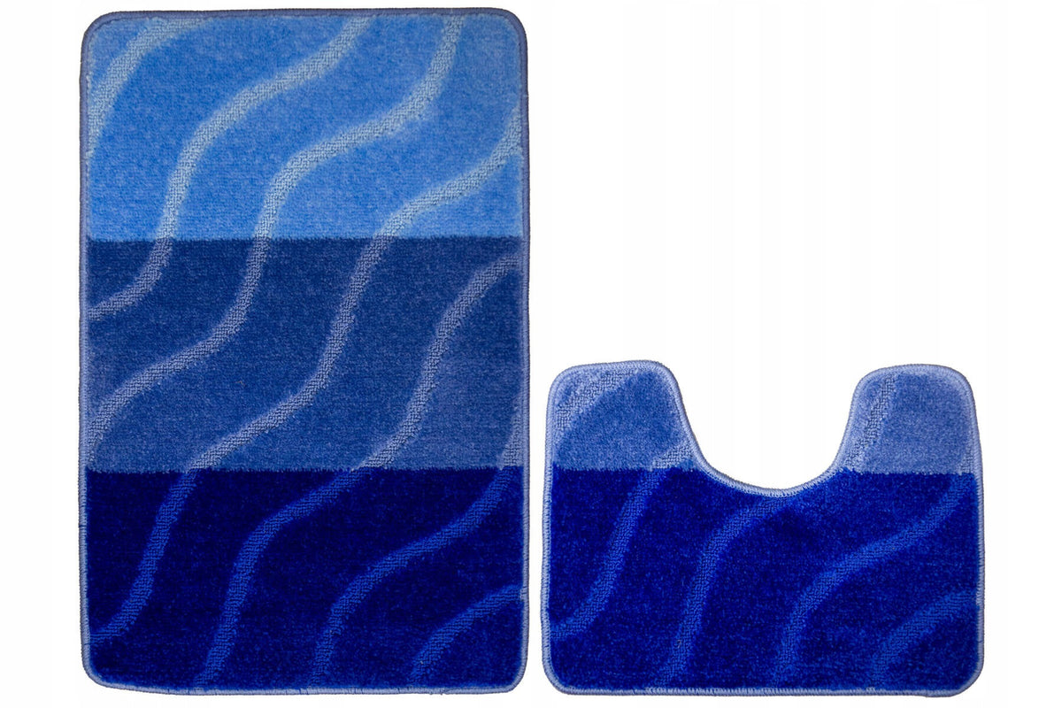 BATHROOM RUG NON-SLIP SOFT BLUE FIORI 2-cz SET Length 80 cm