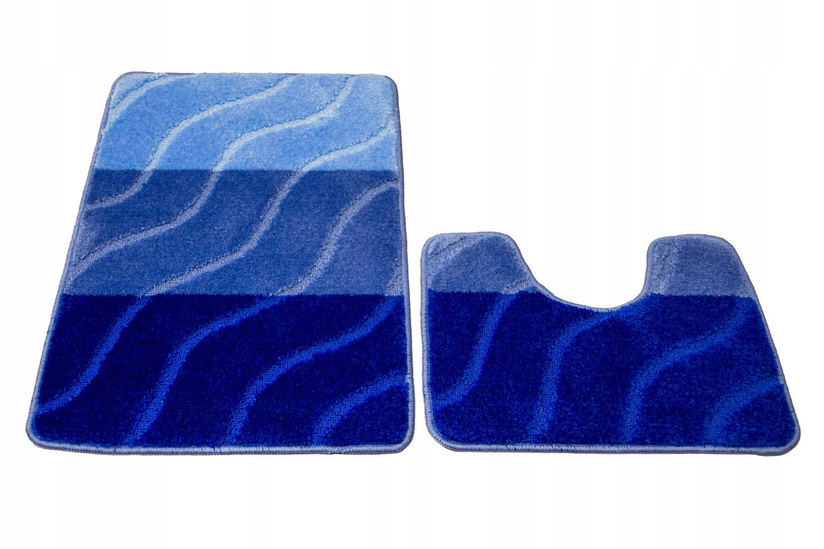BATHROOM RUG NON-SLIP SOFT BLUE FIORI 2-cz SET