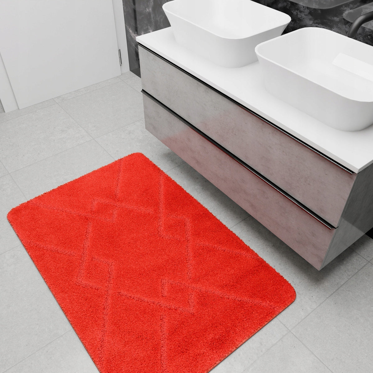 BATHROOM RUG RED NON-SLIP DIAMOND MAT MORENO 50x80 cm Manufacturer code moreno red