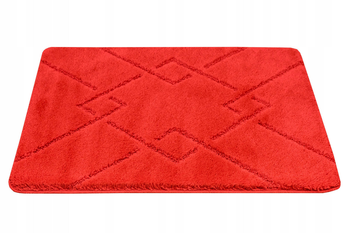 BATHROOM RUG RED NON-SLIP DIAMOND MAT MORENO 50x80 cm