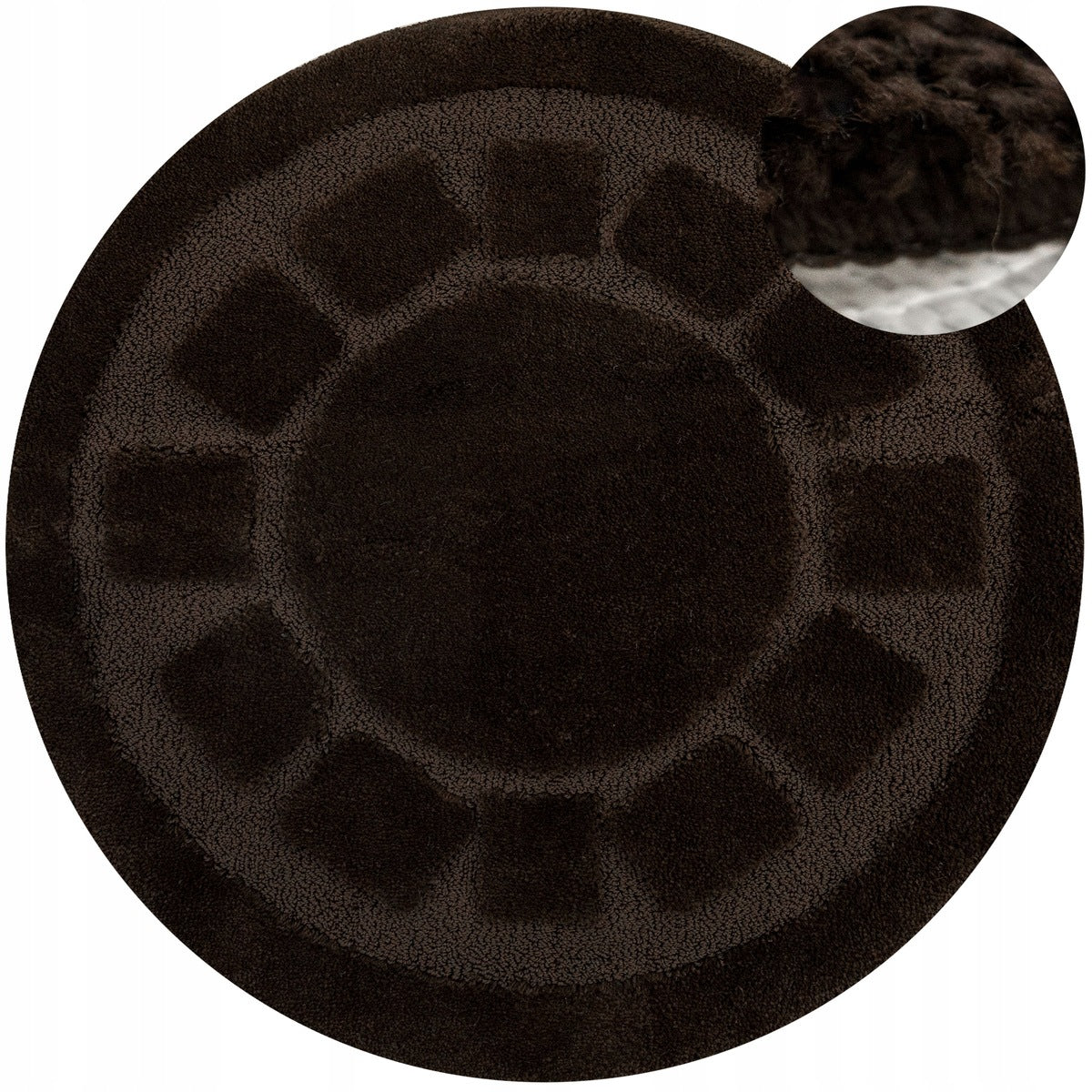 BATHROOM RUG RUBBERIZED FOR WC ROUND WENGE BRONZE OCEAN D. 67 cm